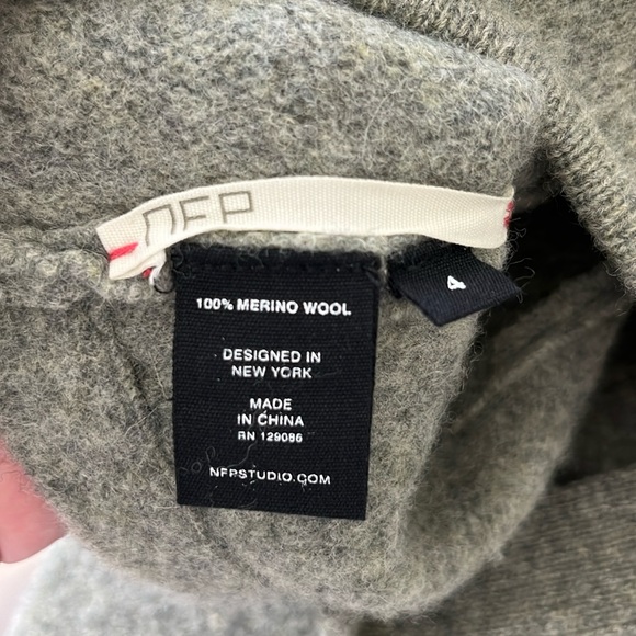 NFP Boiled Merino Wool Strap Convertible Cut Out Sweater Caged Back Snap Sweater - Picture 15 of 16